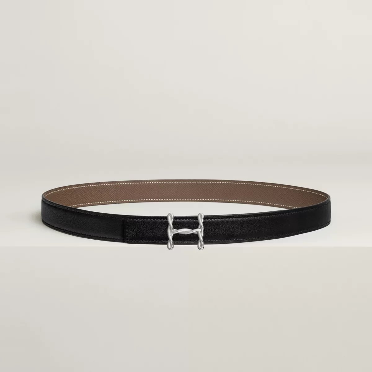 H Torsade belt buckle & Reversible leather strap 24 mm