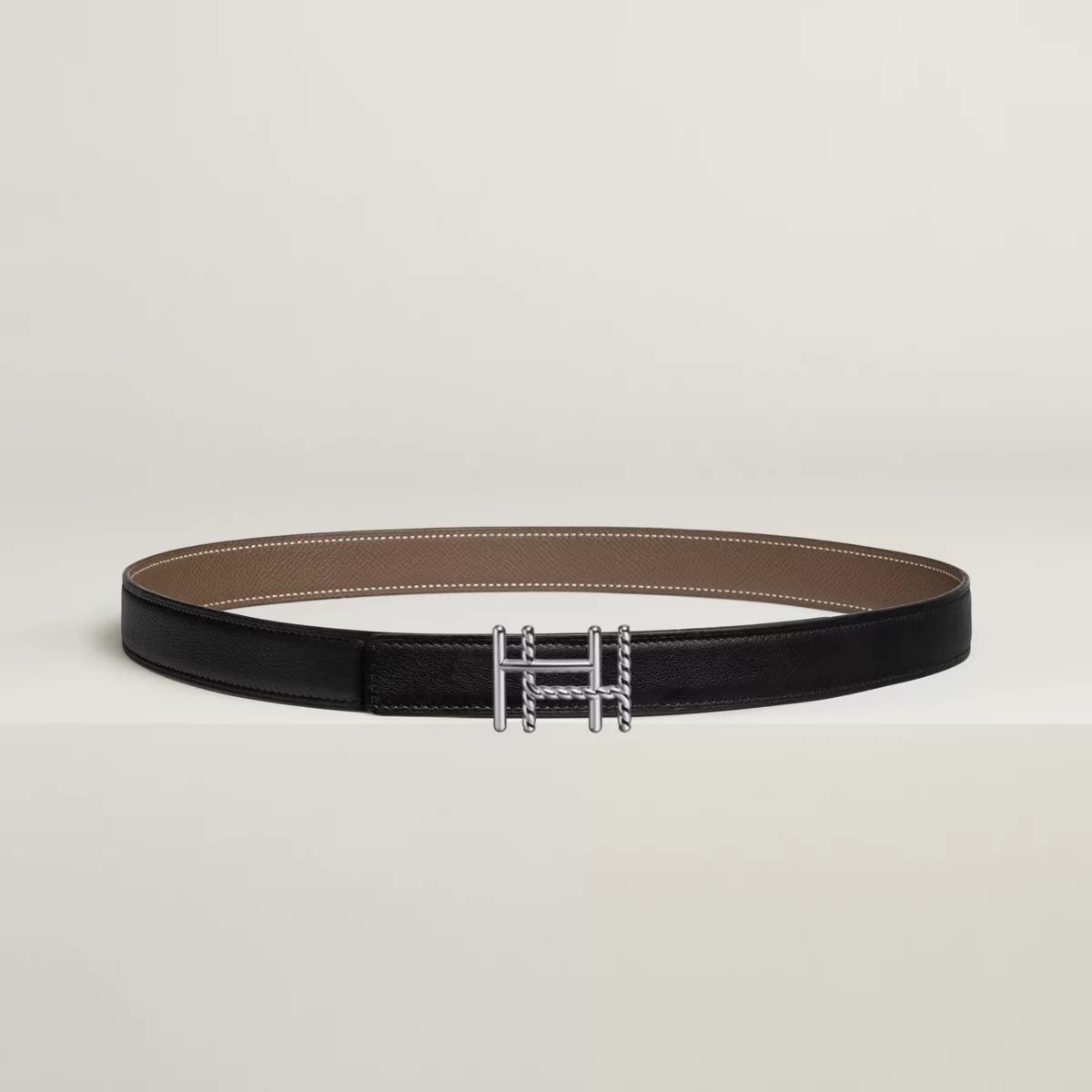 H au Carre Twist belt buckle & Reversible leather strap 24 mm
