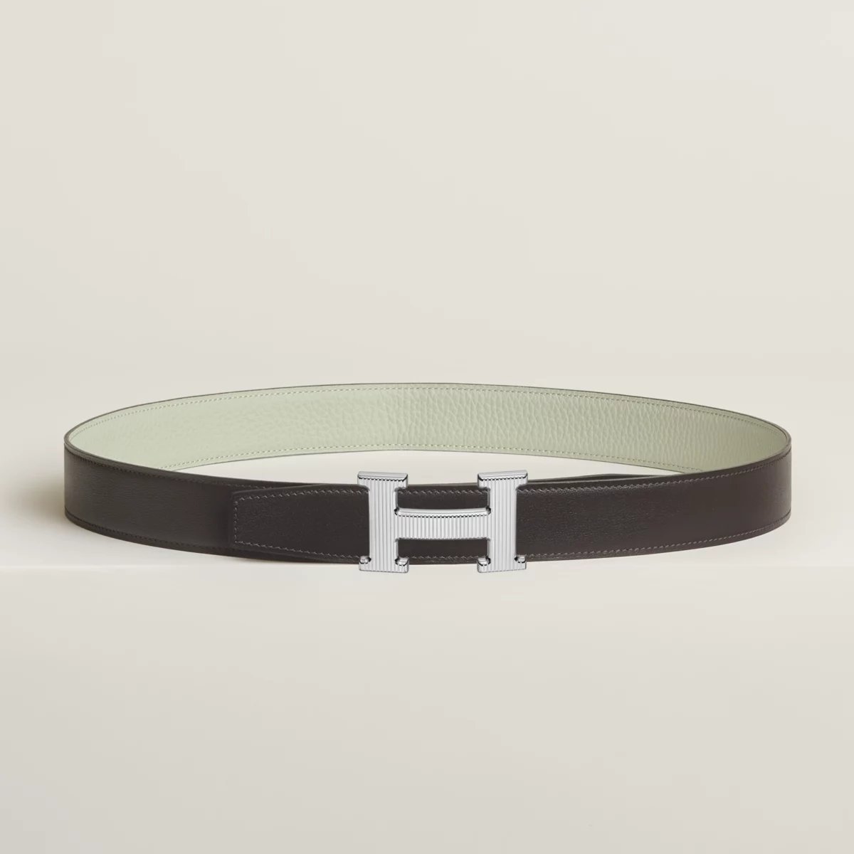 Boucle de ceinture H Striée & Cuir de ceinture réversible 32 mm