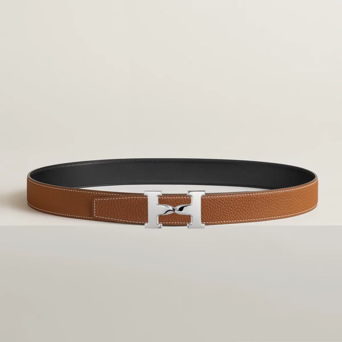 H Twist Belt Buckle & Reversible Leather Strap 32 MM