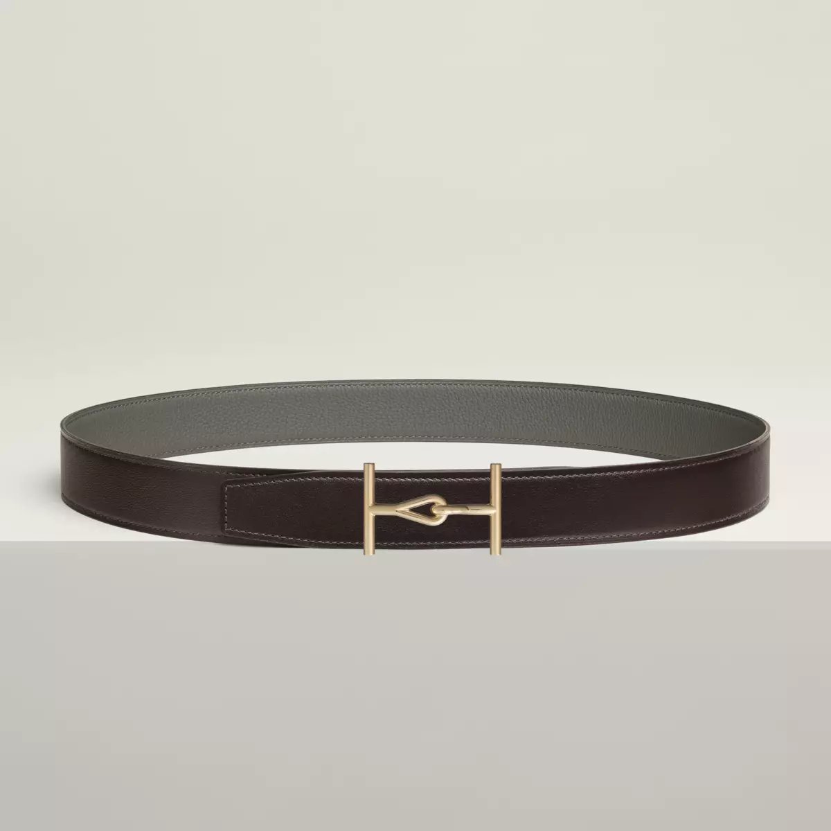 Jumbo belt buckle & Reversible leather strap 32 mm