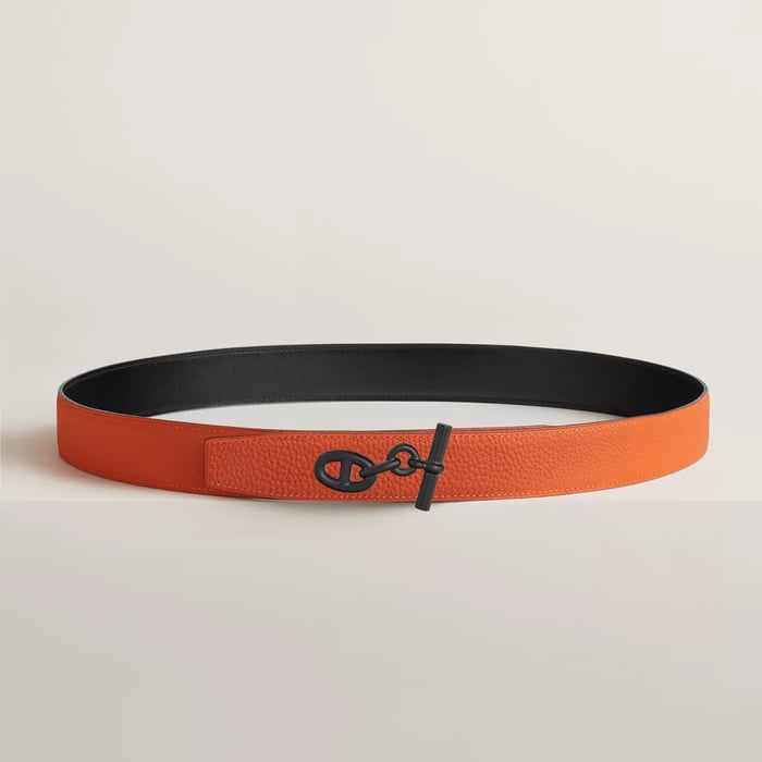 Yachting Belt Buckle & Reversible Leather Strap 32 MM