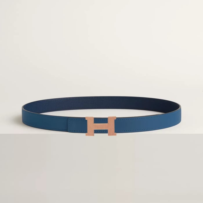 Mini Constance Guillochee belt buckle & Reversible leather strap 24 mm
