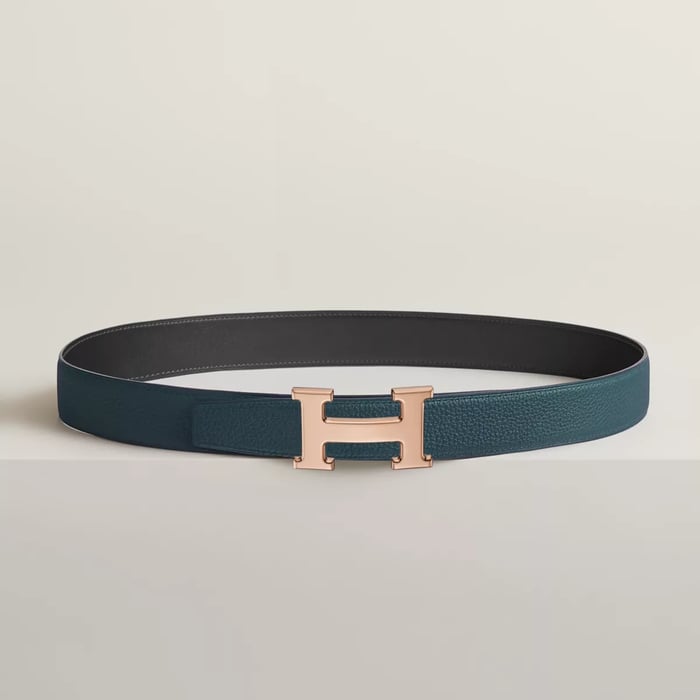 H Belt Buckle & Reversible Leather Strap 32 MM