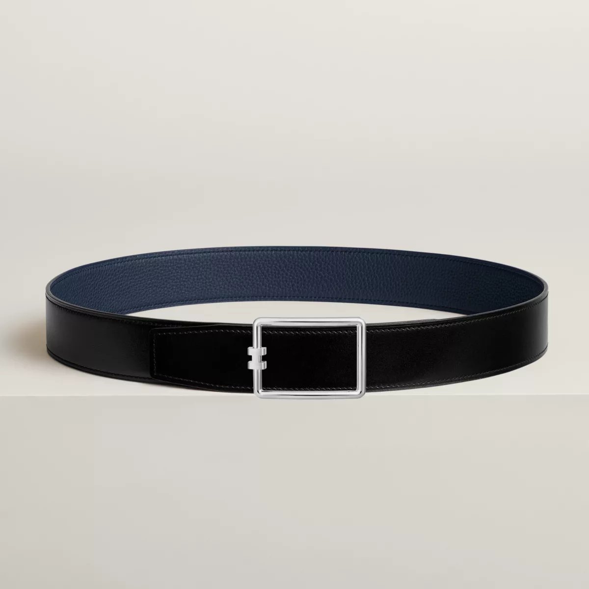 Tube H belt buckle & Reversible leather strap 38 mm