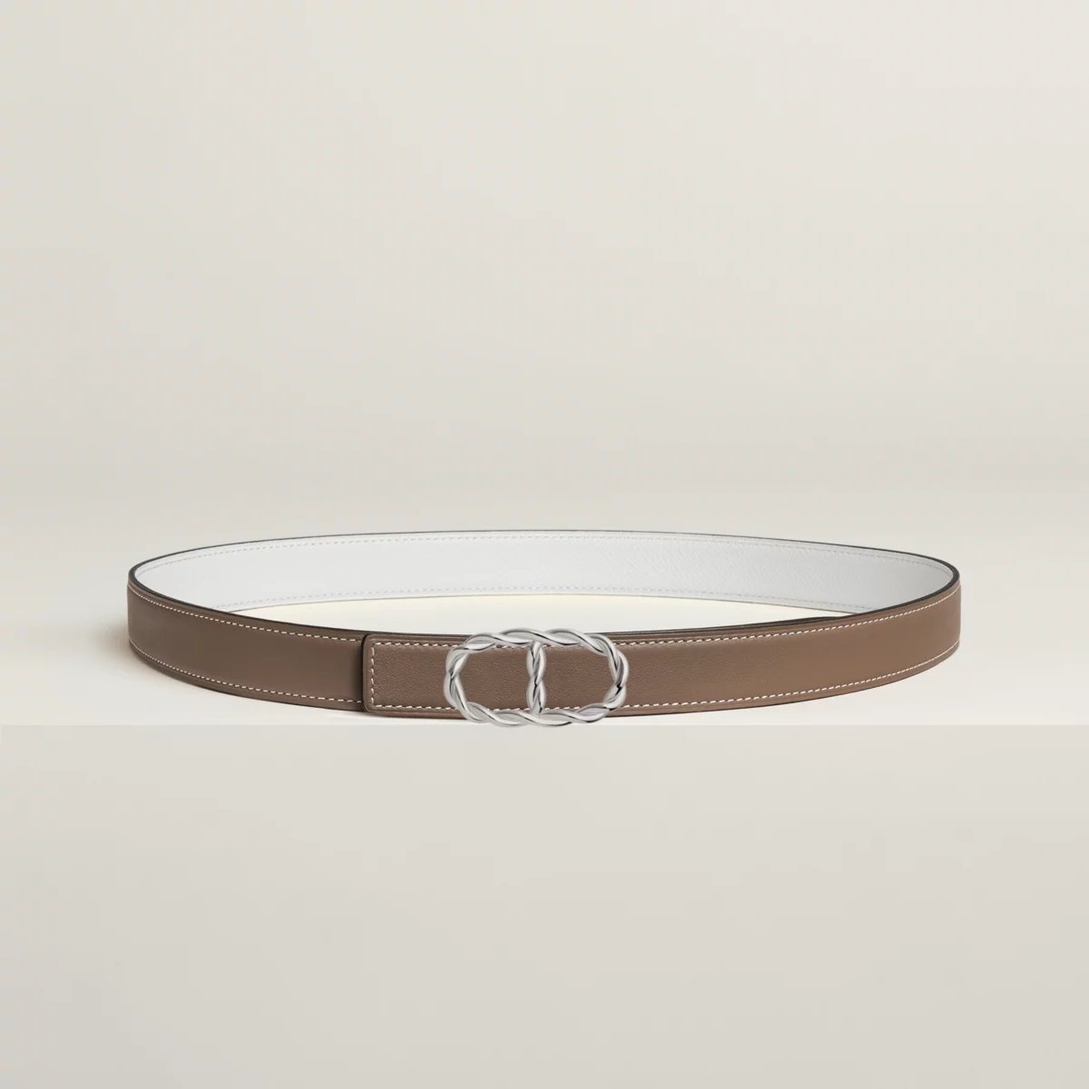 Boucle de ceinture Maillon Torsade & Cuir de ceinture réversible 24 mm