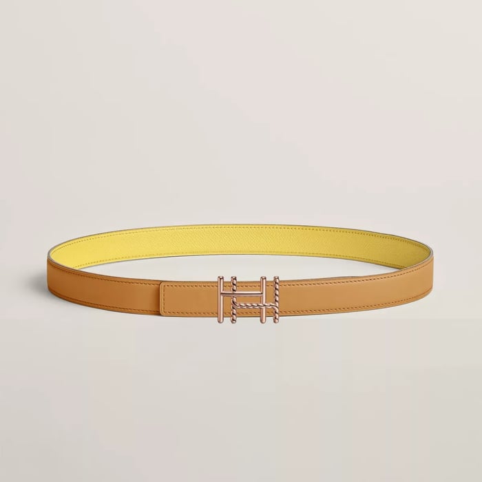 H au Carre Twist belt buckle & Reversible leather strap 24 mm