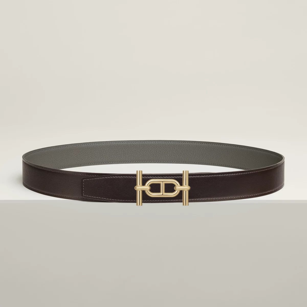 Ancre belt buckle & Reversible leather strap 32 mm