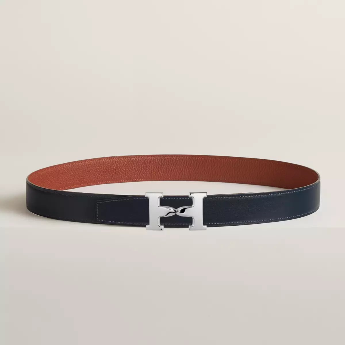 H Twist belt buckle & Reversible leather strap 32 mm