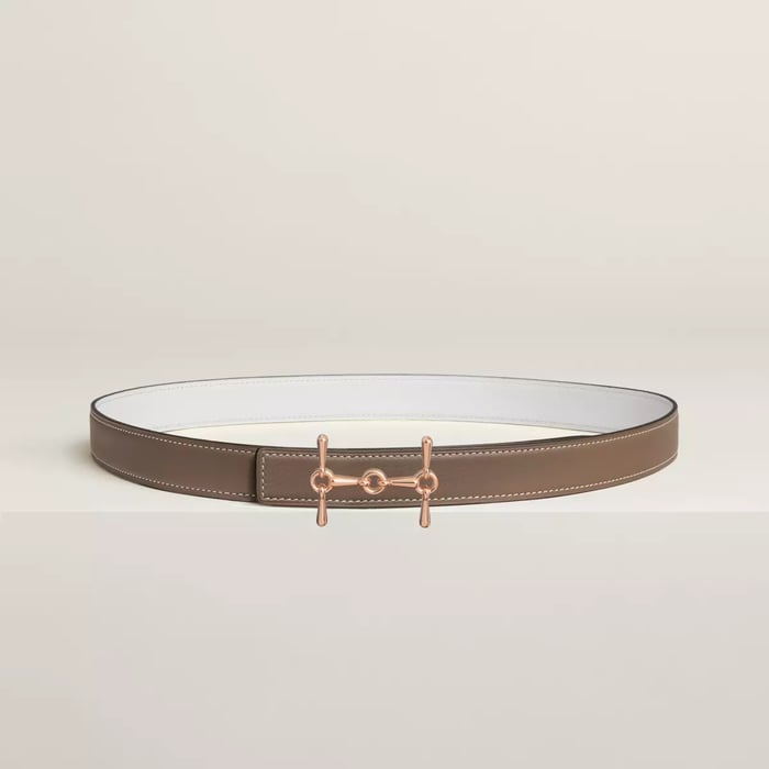 H Equestre Belt Buckle & Reversible Leather Strap 24 MM