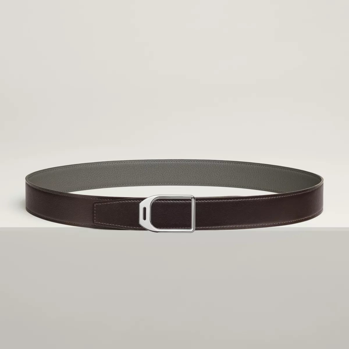 Jockey belt buckle & Reversible leather strap 32 mm