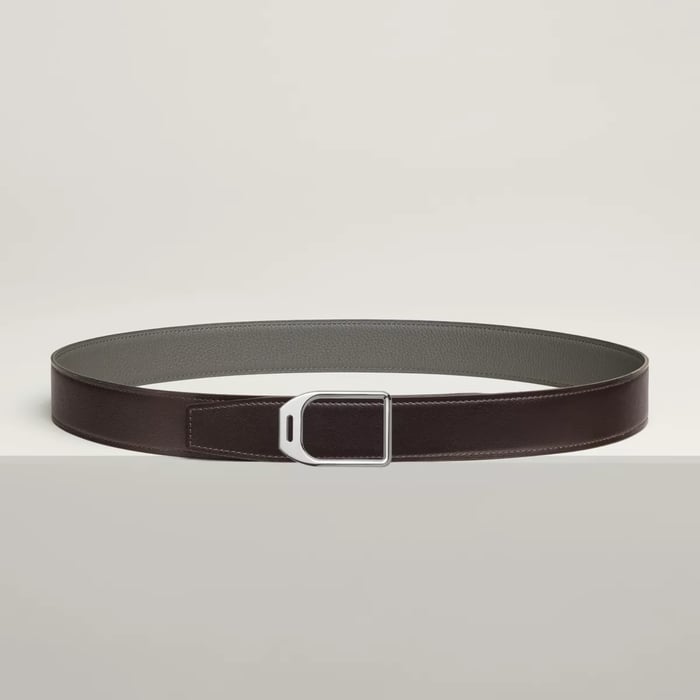 Jockey belt buckle & Reversible leather strap 32 mm