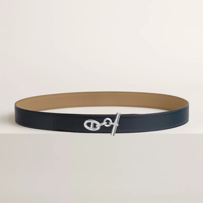 Yachting belt buckle & Reversible leather strap 32 mm