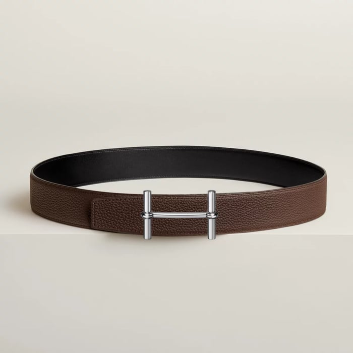 H d'Ancre Belt Buckle & Reversible Leather Strap 38 MM