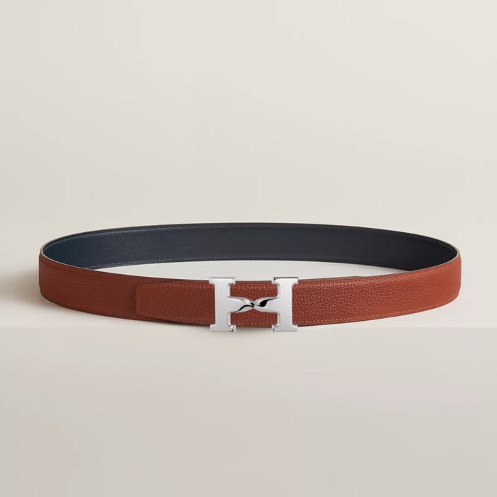 H Twist Belt Buckle & Reversible Leather Strap 32 MM