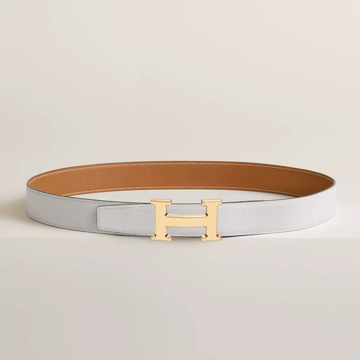 H Striee Belt Buckle & Reversible Leather Strap 32 MM