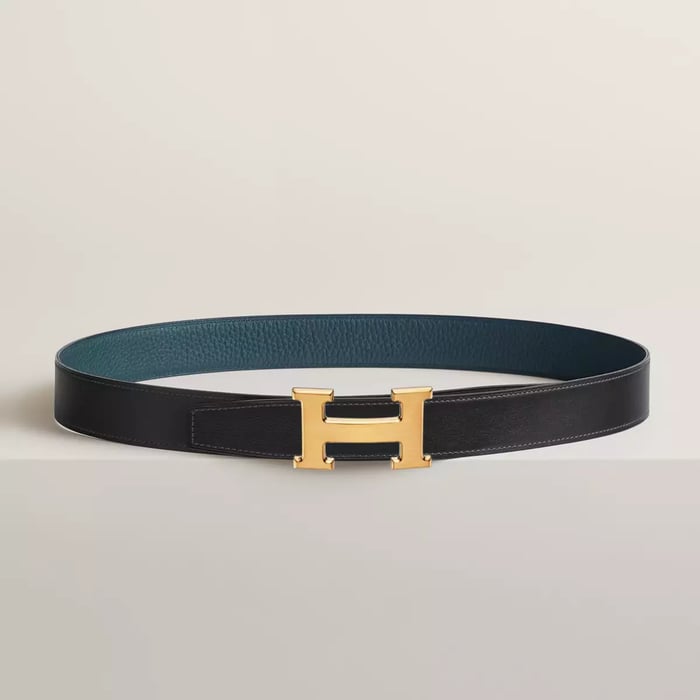 H Belt Buckle & Reversible Leather Strap 32 MM