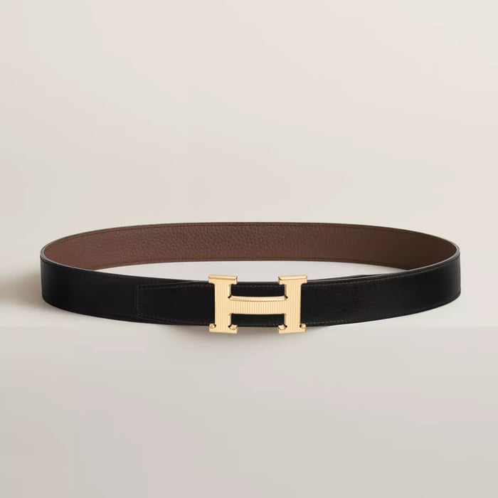 H Striee Belt Buckle & Reversible Leather Strap 32 MM
