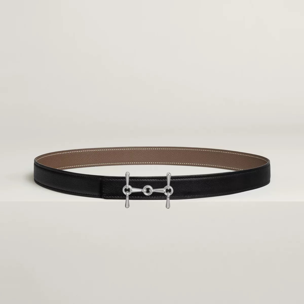 H Equestre belt buckle & Reversible leather strap 24 mm