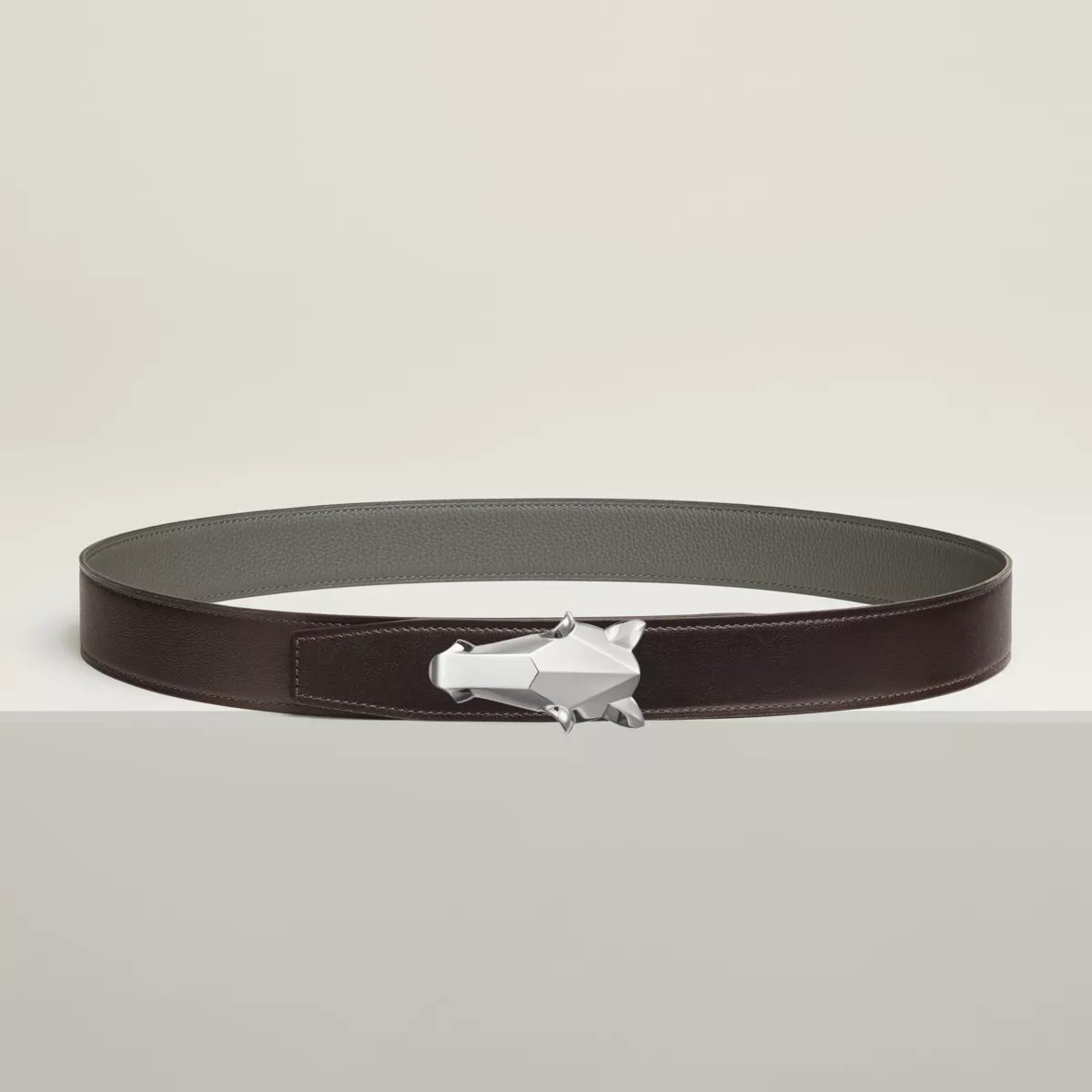 Destrier belt buckle & Reversible leather strap 32 mm