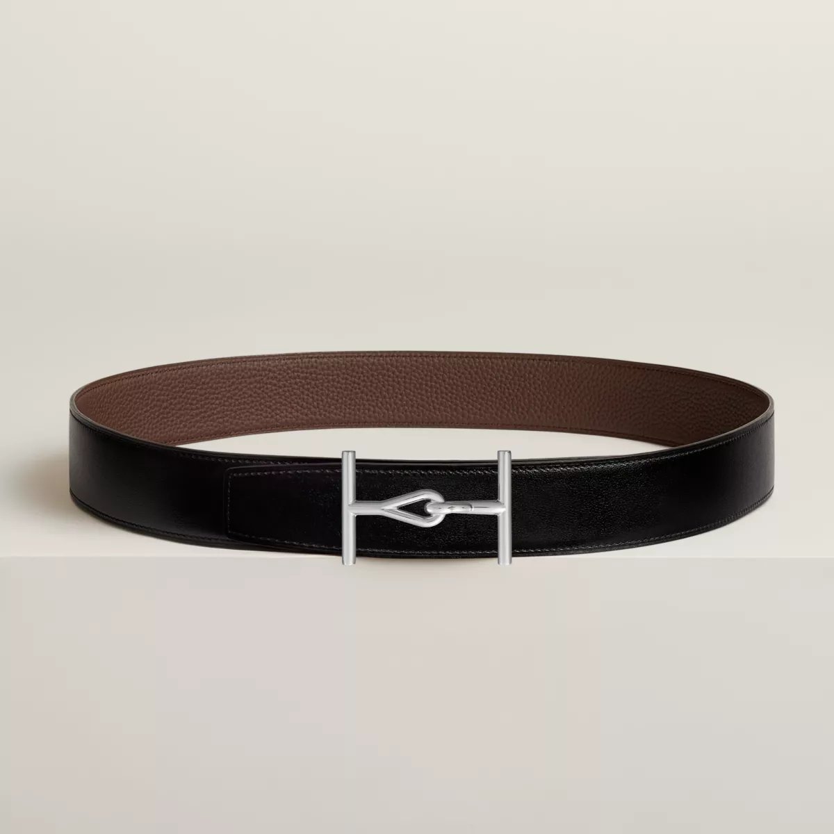Jumbo belt buckle & Reversible leather strap 38 mm