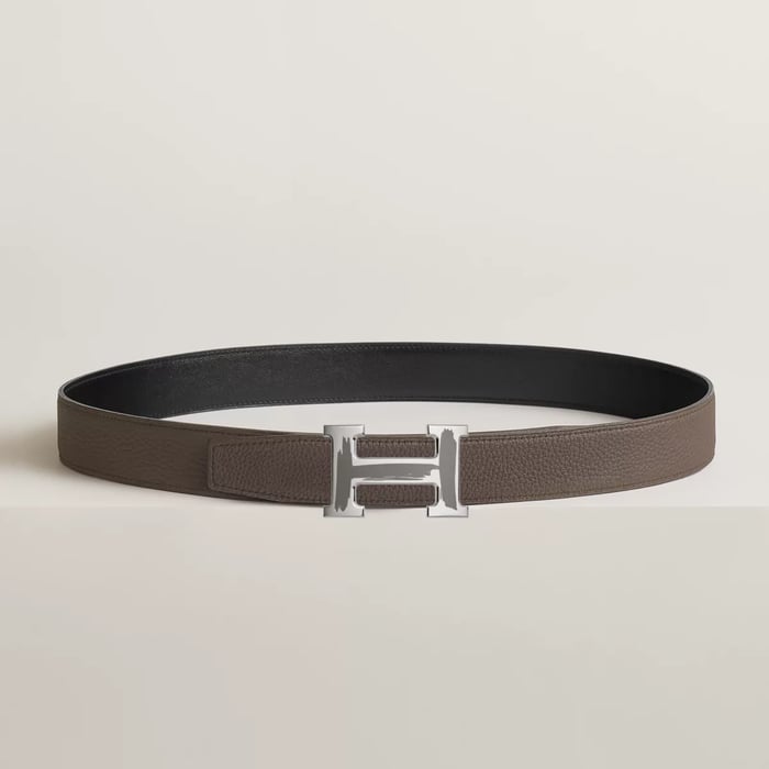 Brush Belt Buckle & Reversible Leather Strap 32 MM