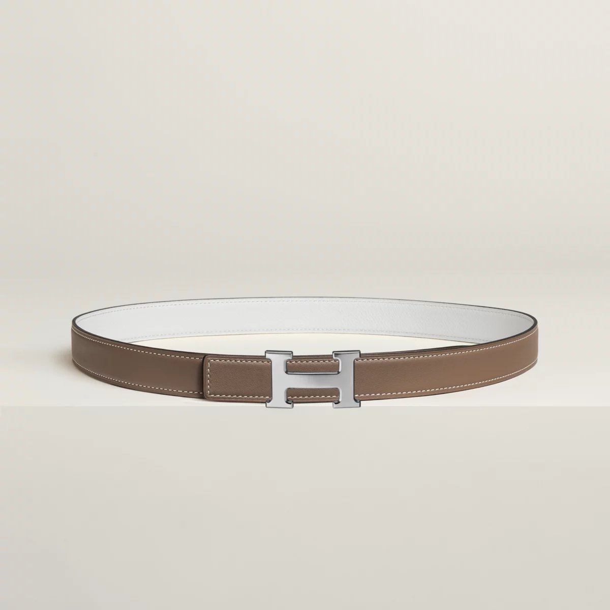 Mini H belt buckle & Reversible leather strap 24 mm