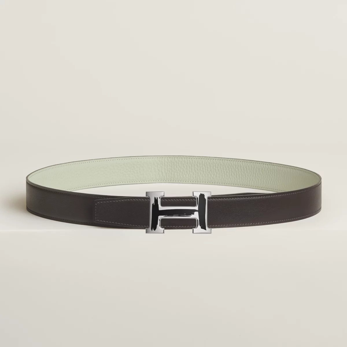 Brush belt buckle & Reversible leather strap 32 mm