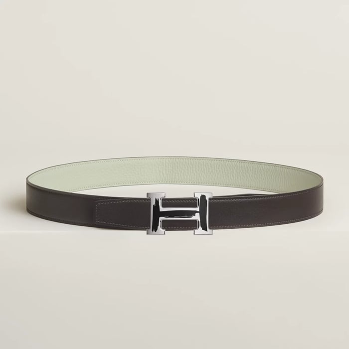 Brush Belt Buckle & Reversible Leather Strap 32 MM