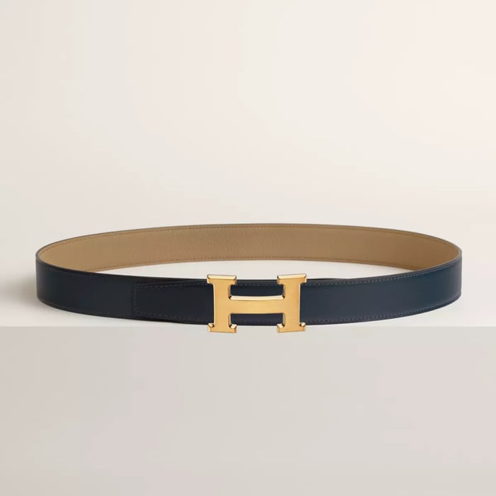 H Belt Buckle & Reversible Leather Strap 32 MM