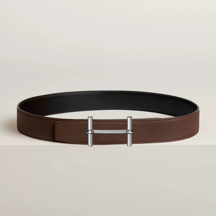 H d'Ancre Belt Buckle & Reversible Leather Strap 38 MM