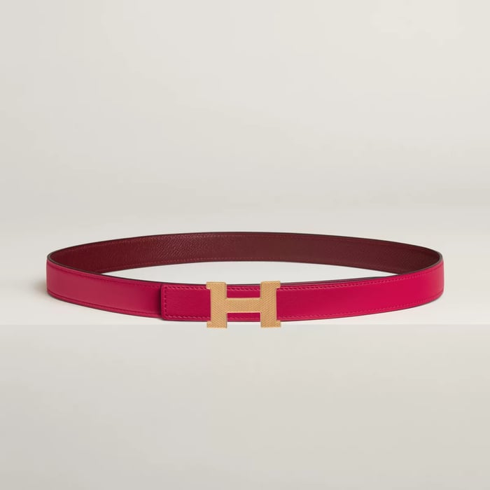 Mini Constance Guillochee belt buckle & Reversible leather strap 24 mm