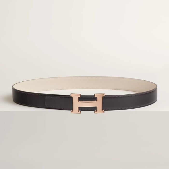 H Belt Buckle & Reversible Leather Strap 32 MM