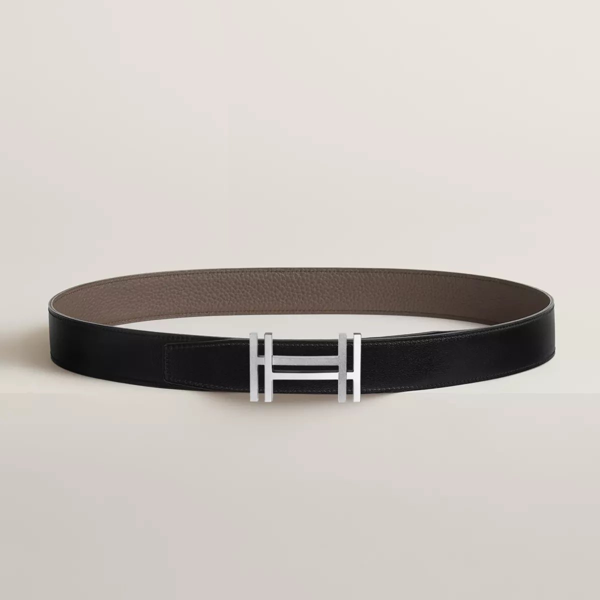 H au Carre belt buckle & Reversible leather strap 32 mm