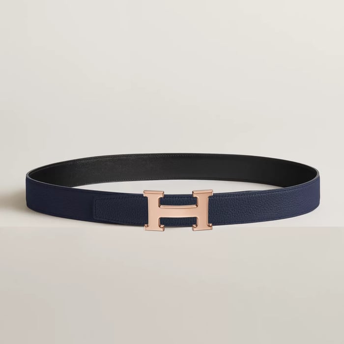 H Belt Buckle & Reversible Leather Strap 32 MM