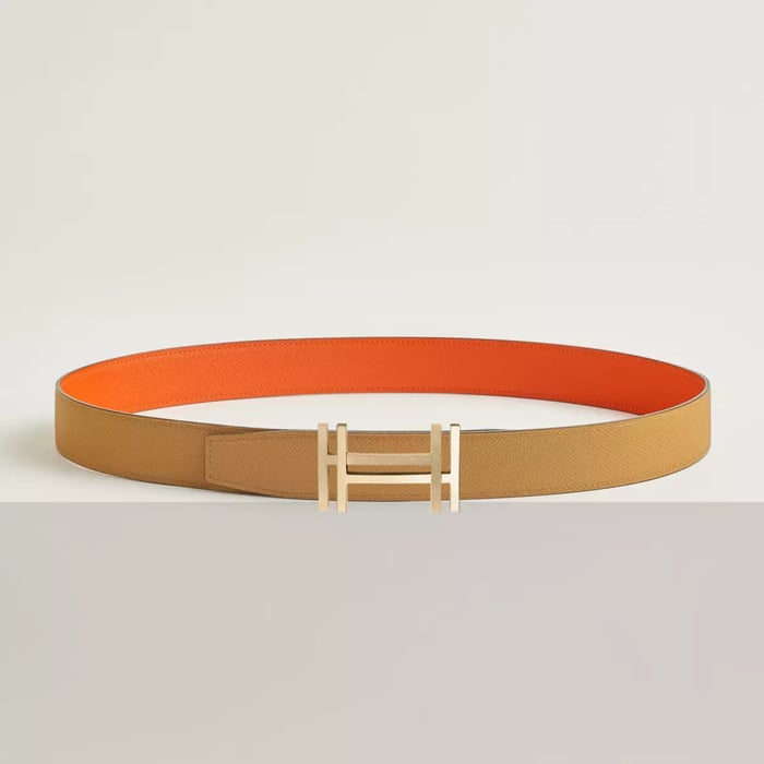 H Au Carre Belt Buckle & Reversible Leather Strap 32 MM