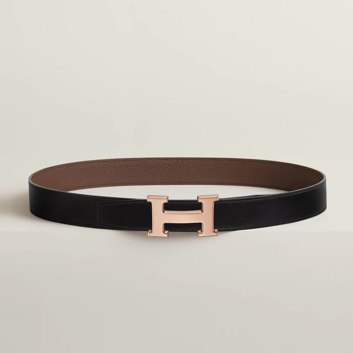 Boucle De Ceinture H & Cuir De Ceinture Réversible 32 MM