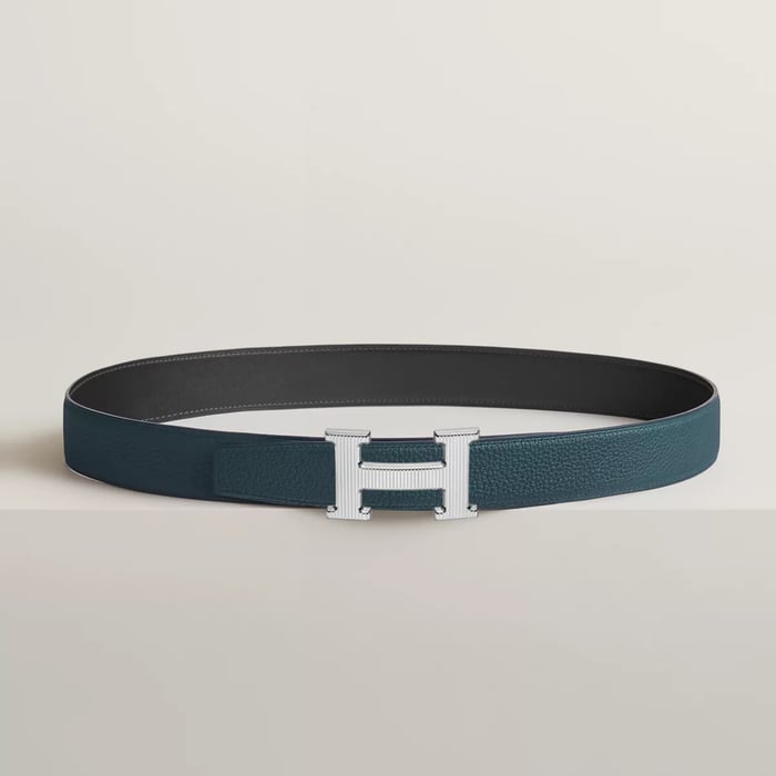 H Striee Belt Buckle & Reversible Leather Strap 32 MM