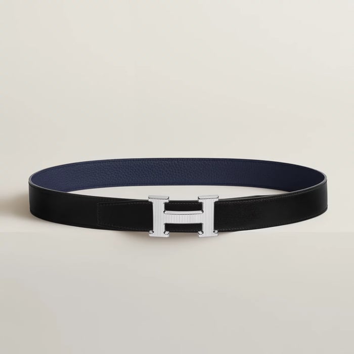 H Striee Belt Buckle & Reversible Leather Strap 32 MM