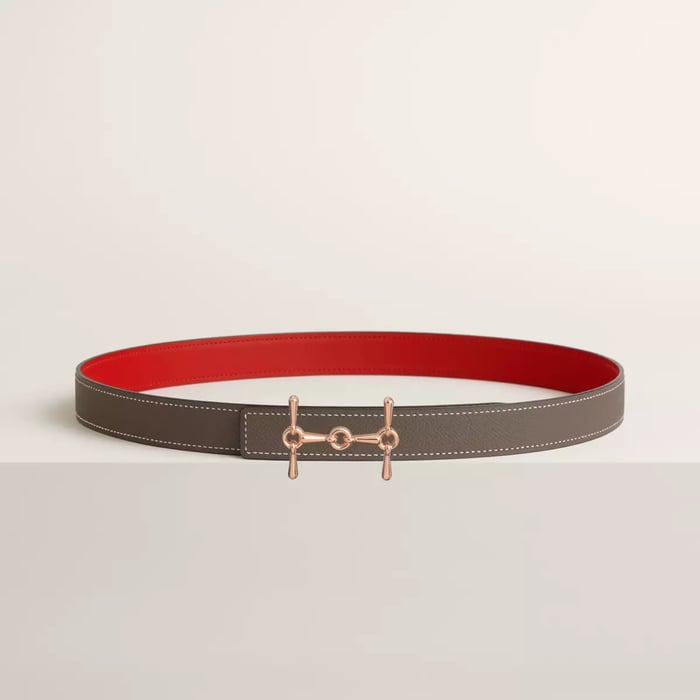 H Equestre Belt Buckle & Reversible Leather Strap 24 MM
