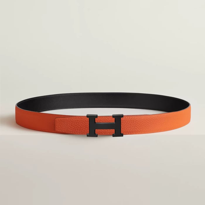 H Belt Buckle & Reversible Leather Strap 32 MM