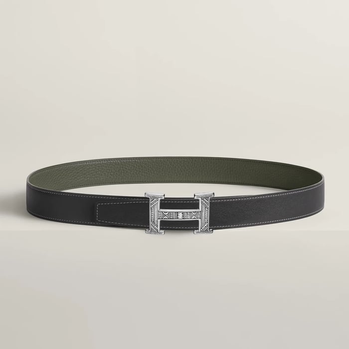 H Touareg Belt Buckle & Reversible Leather Strap 32 MM