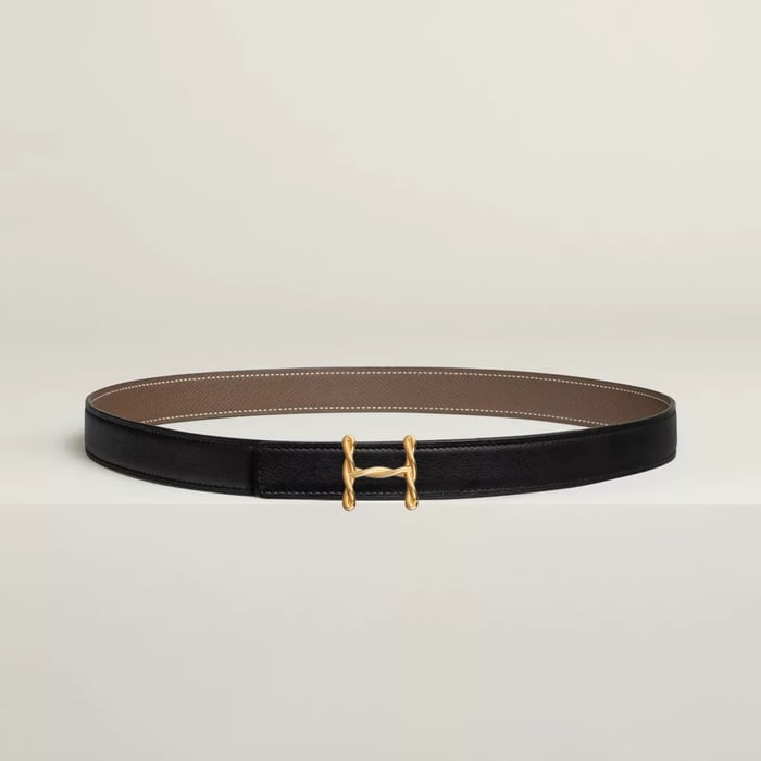H Torsade belt buckle & Reversible leather strap 24 mm