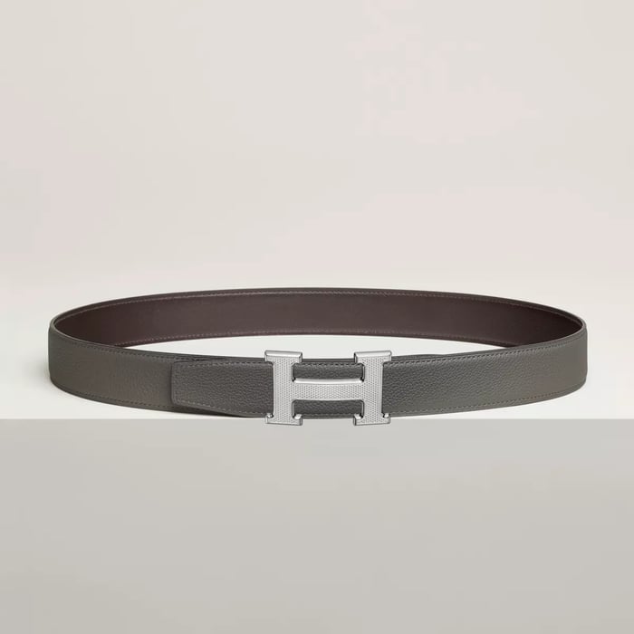H Guillochee 벨트 버클 & 리버서블 가죽 스트랩 32mm