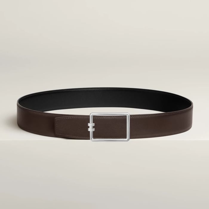 Tube H Belt Buckle & Reversible Leather Strap 38 MM