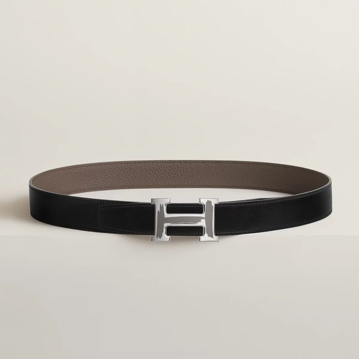 Brush Belt Buckle & Reversible Leather Strap 32 MM