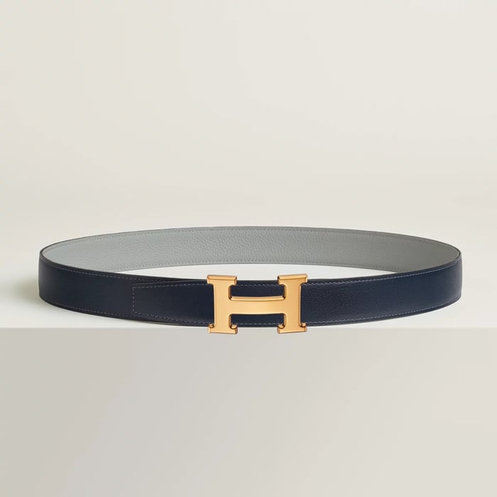H Belt Buckle & Reversible Leather Strap 32 MM