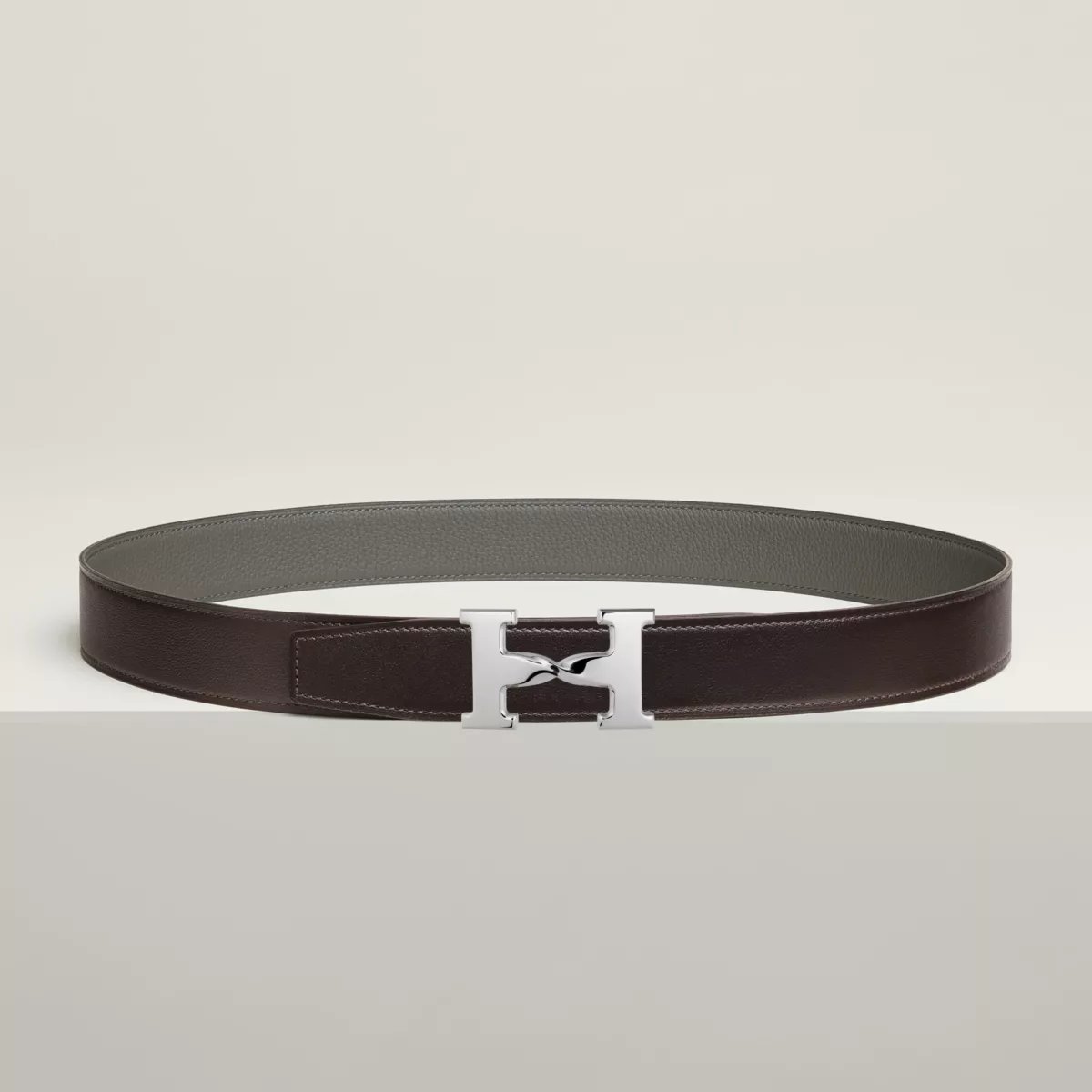 H Twist belt buckle & Reversible leather strap 32 mm