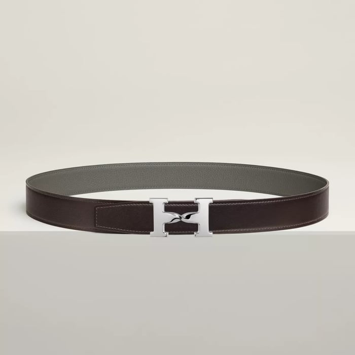 H Twist Belt Buckle & Reversible Leather Strap 32 MM