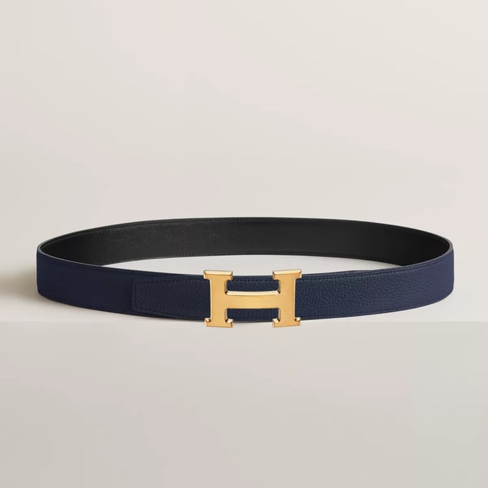 H Belt Buckle & Reversible Leather Strap 32 MM